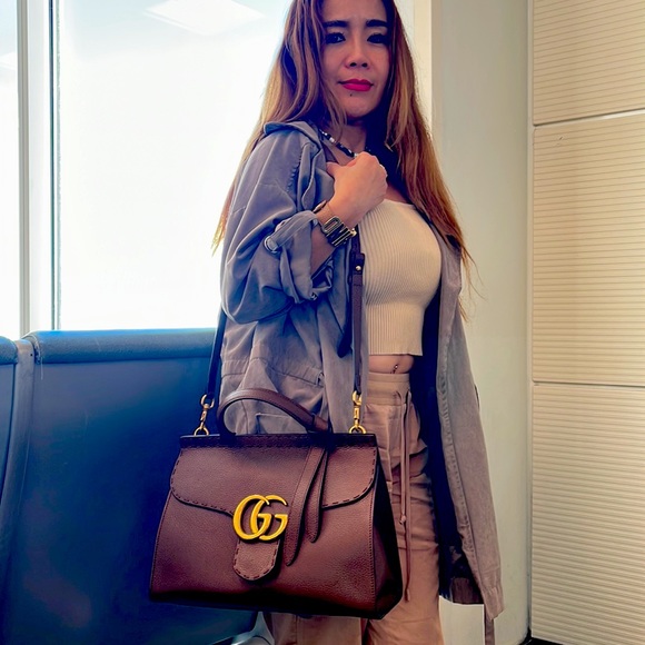 Gucci Marmont two way bag in brown leather 💯 Authentic - Picture 2 of 2